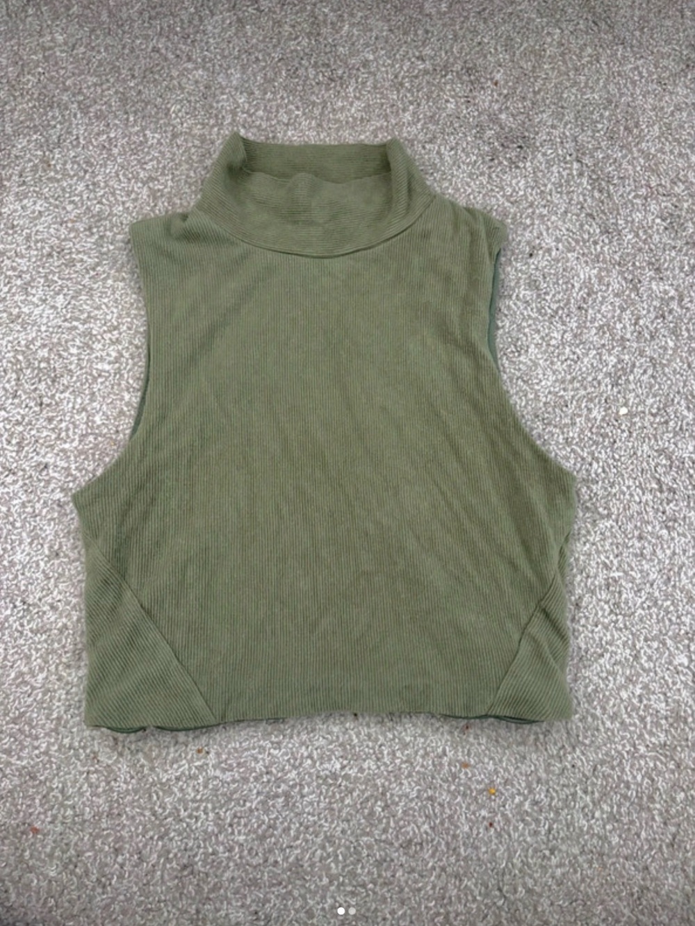 Altar'd State Olive Green Ribbed Sleeveless Crop Turtleneck